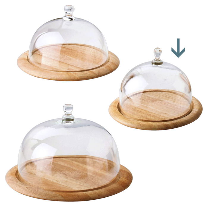 Continenta Quesera de Madera y Cristal, Diámetro 20 cm